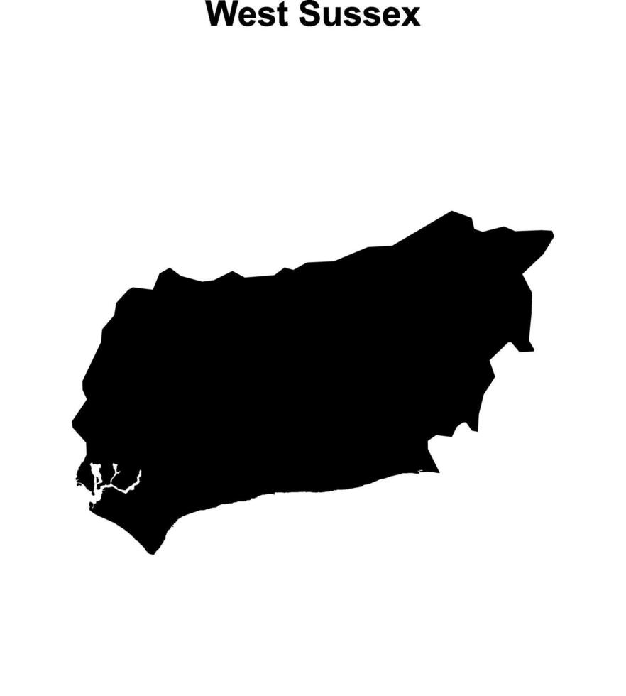 West Sussex blank outline map vector