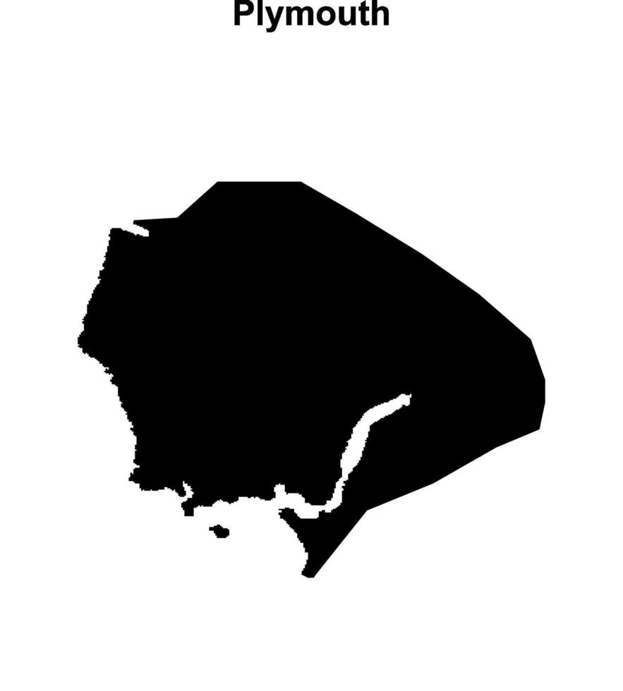 Plymouth blank outline map vector