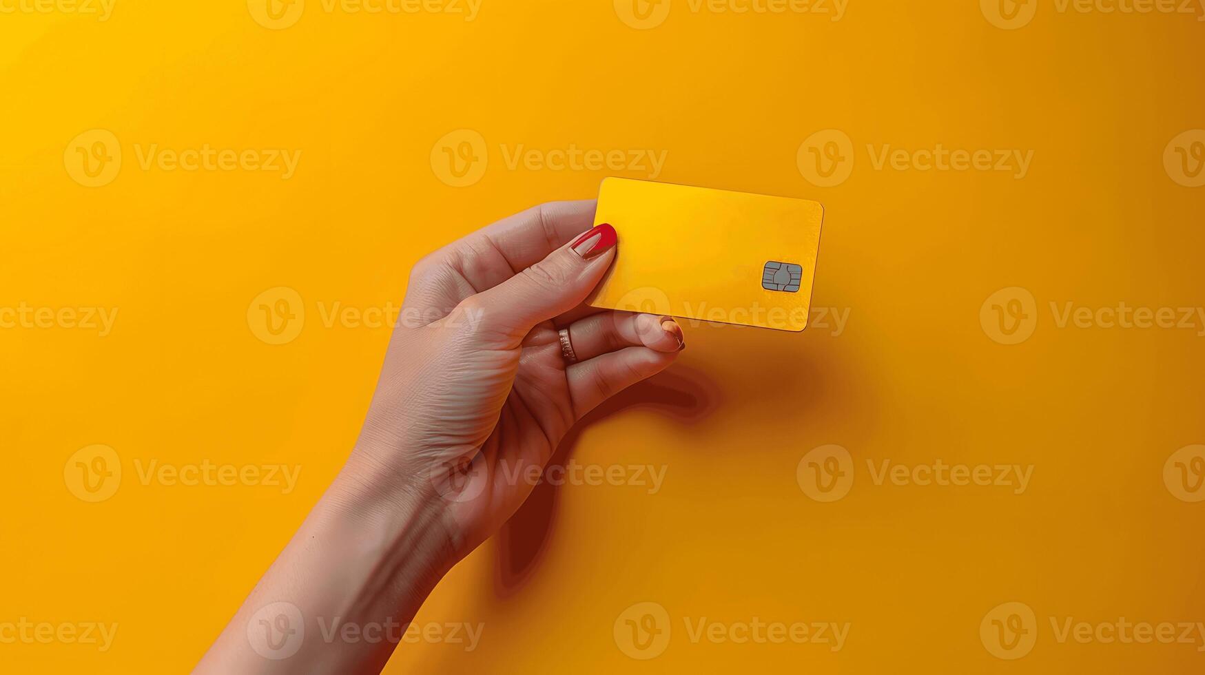 Holding card with blank space. photo