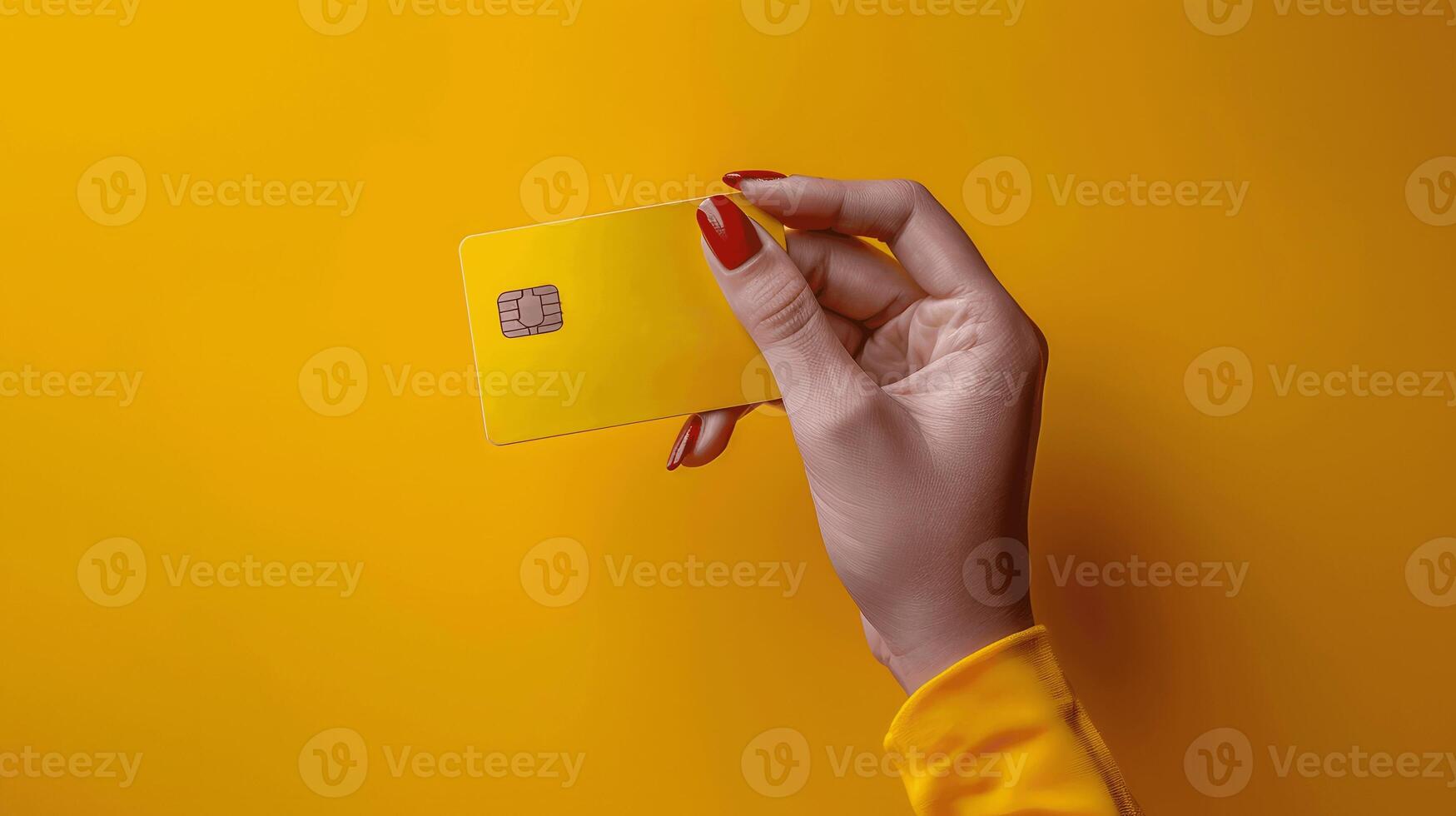 Hand holding a credit card with ample space for your unique design. photo