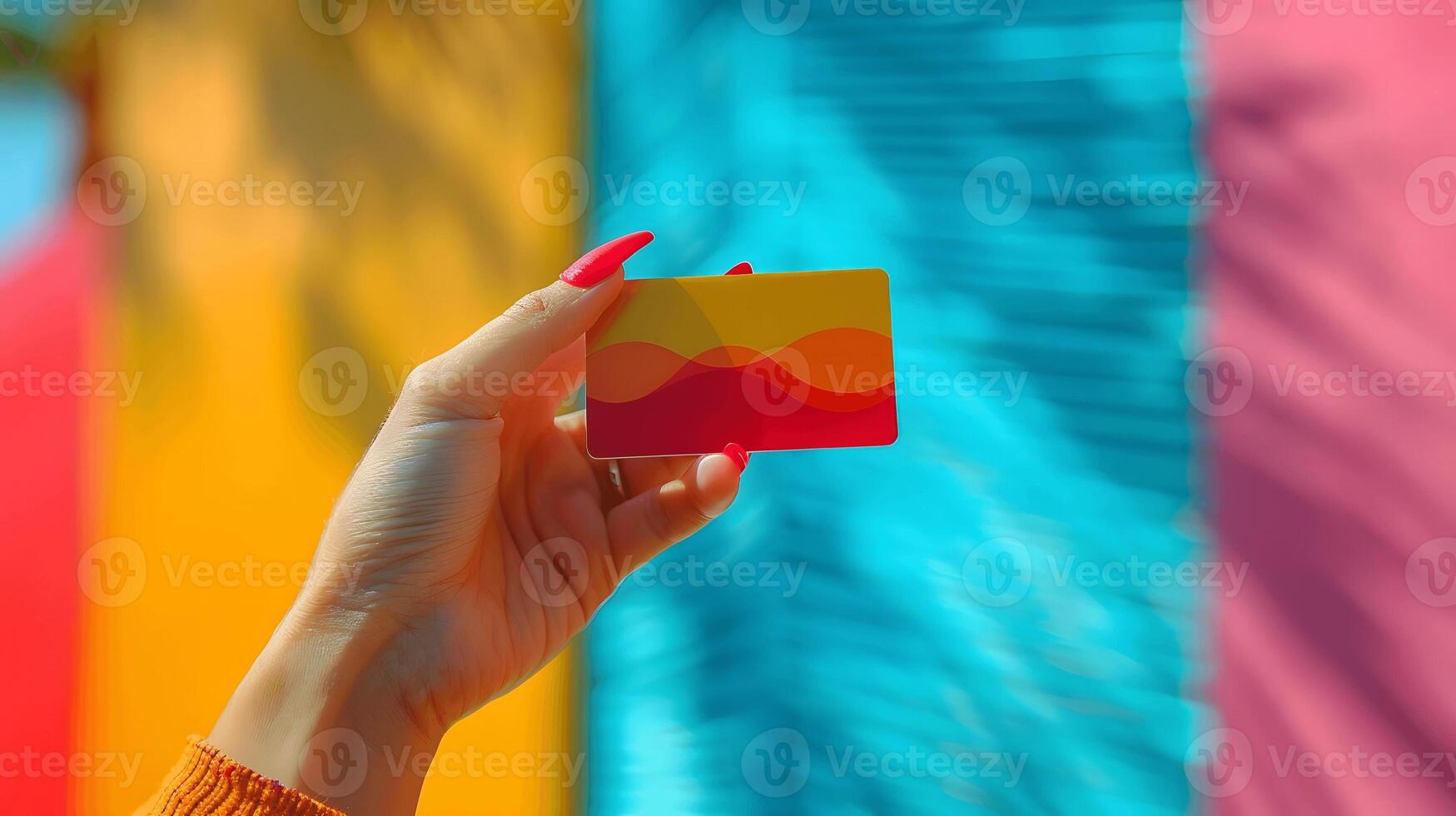 Credit card held with space for customization. photo