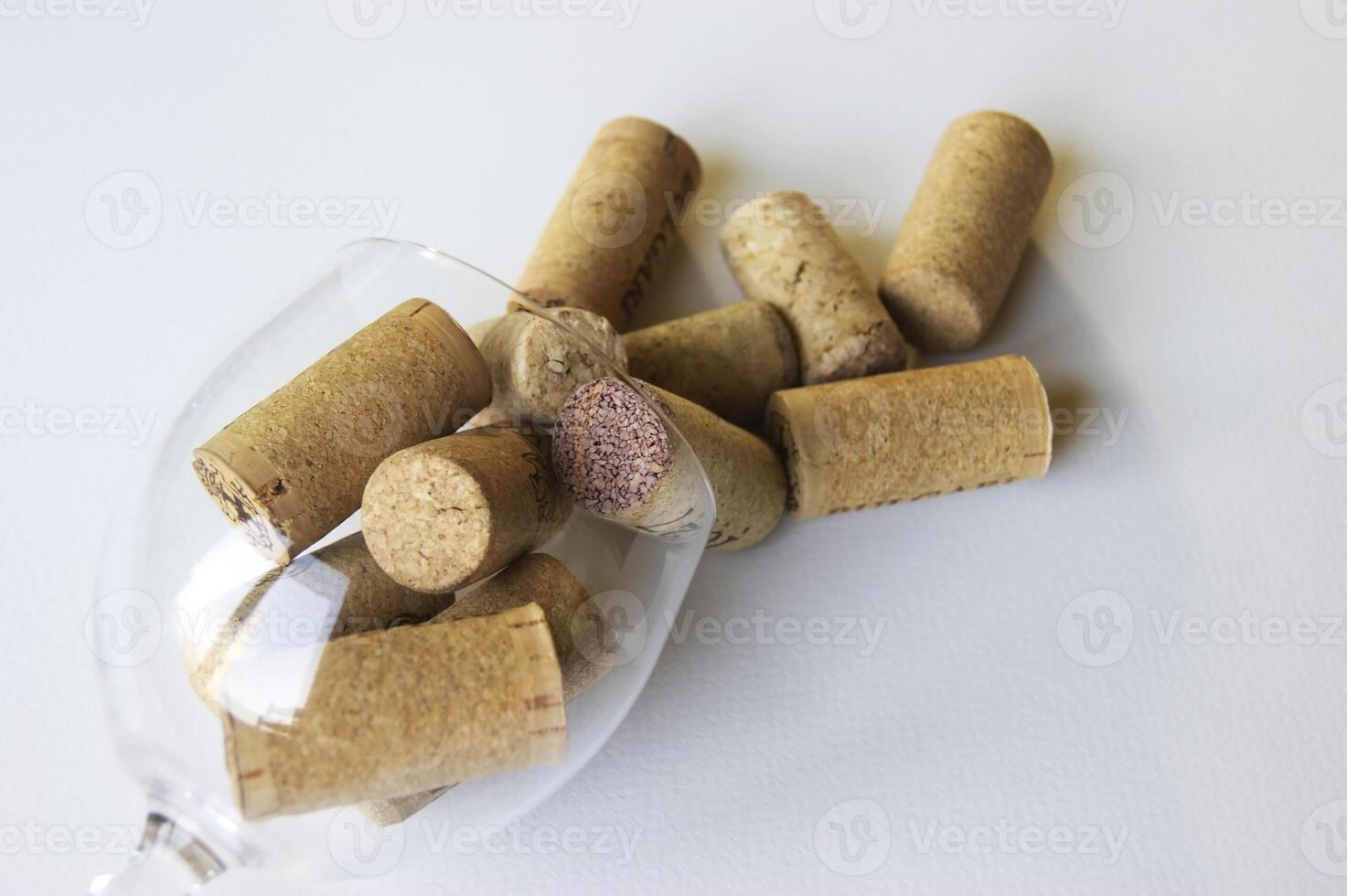 Many bottle caps from different wine producers. photo
