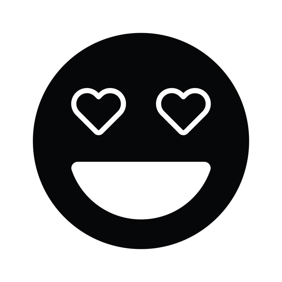 Happy face with heart symbols on eyes, concept icon of in love emoji vector