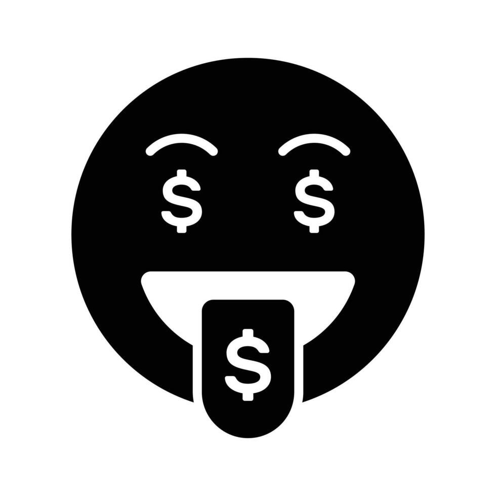 Rich emoji design, greedy expressions, dollar sign on tongue vector