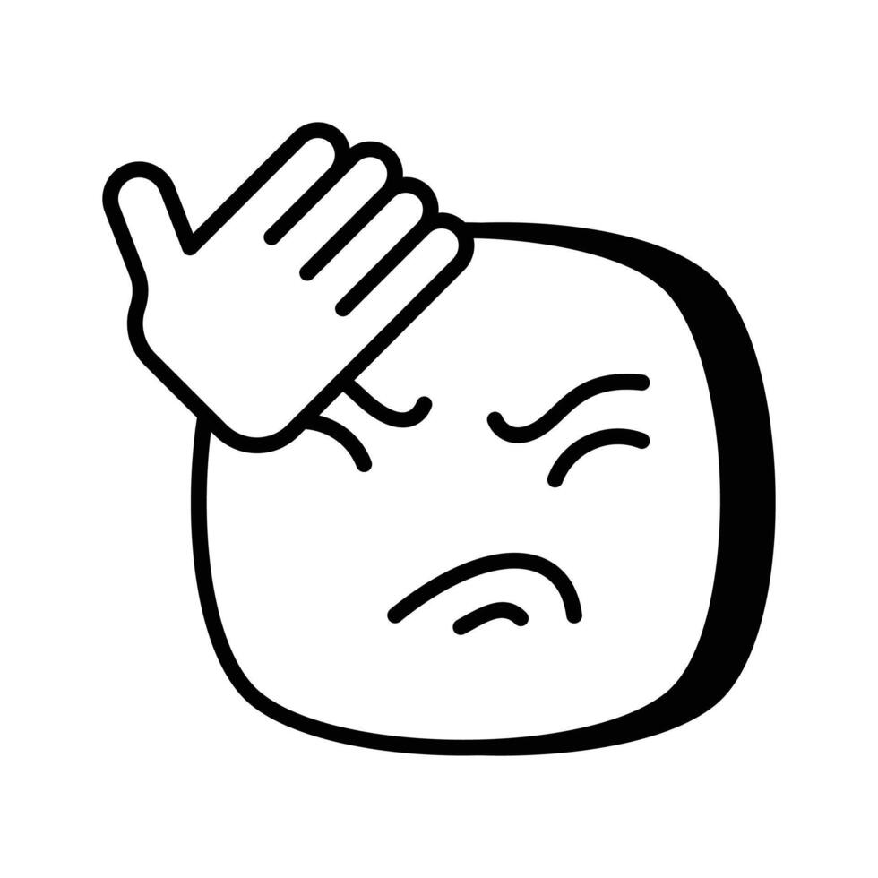 Get this creative icon of frustrated emoji, ready to use vector