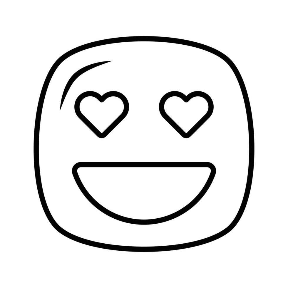 Happy face with heart symbols on eyes, concept icon of in love emoji vector