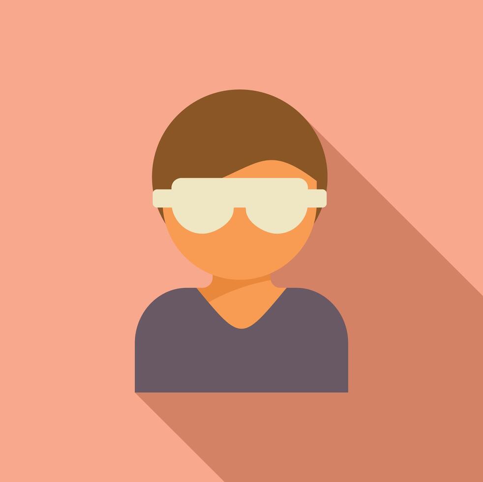 Person with sleeping mask make spiritual practice icon flat . Sitting pose vector