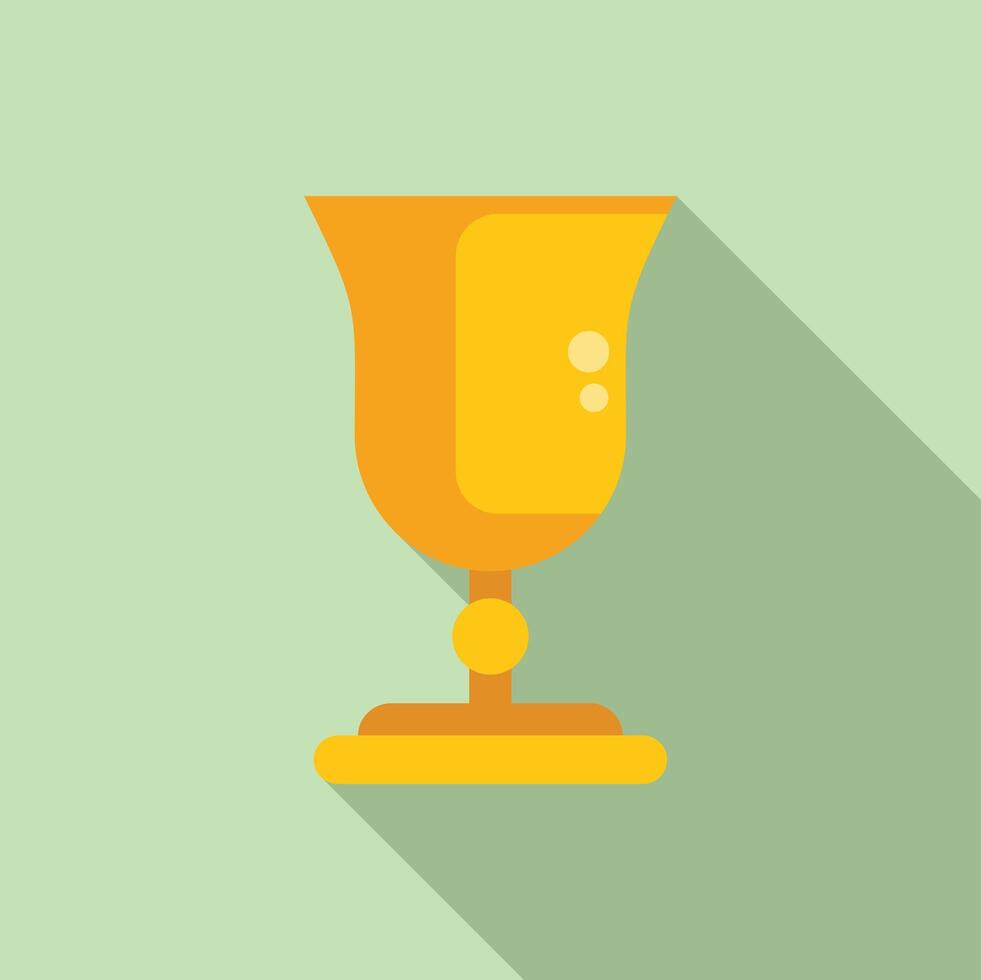 Golden cup drink icon flat . Contest prize vector