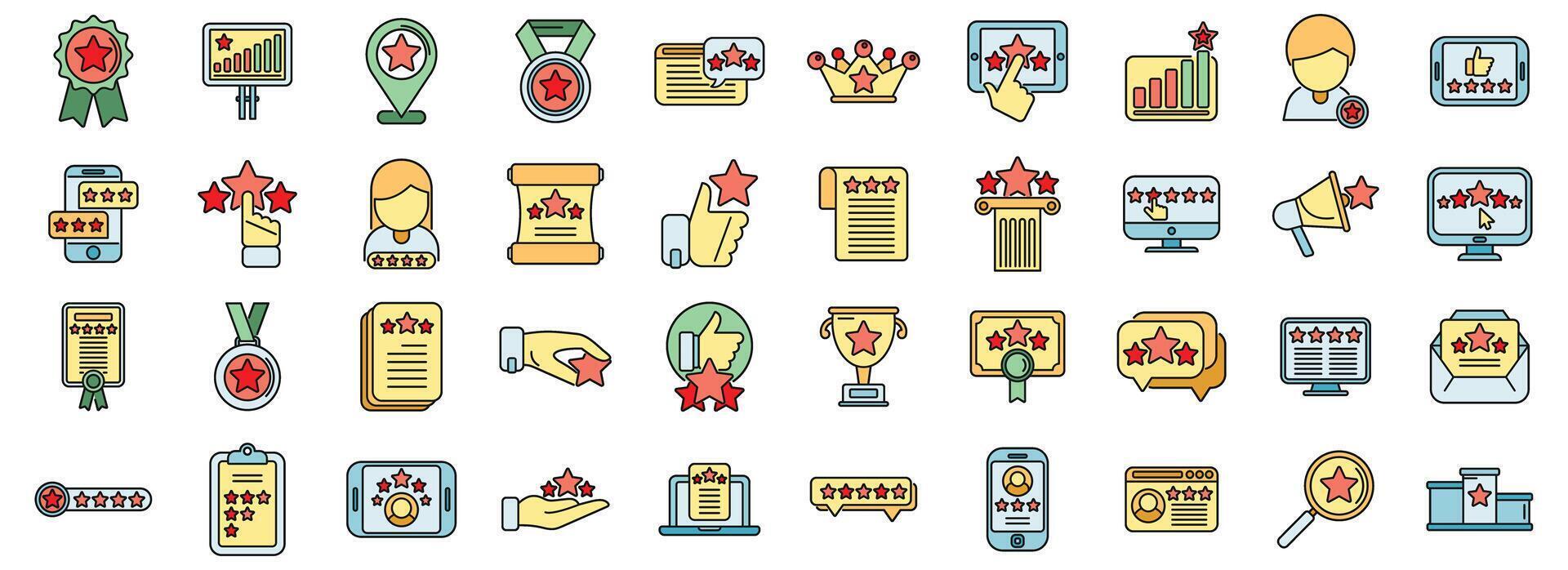 Ranking icons set color line vector