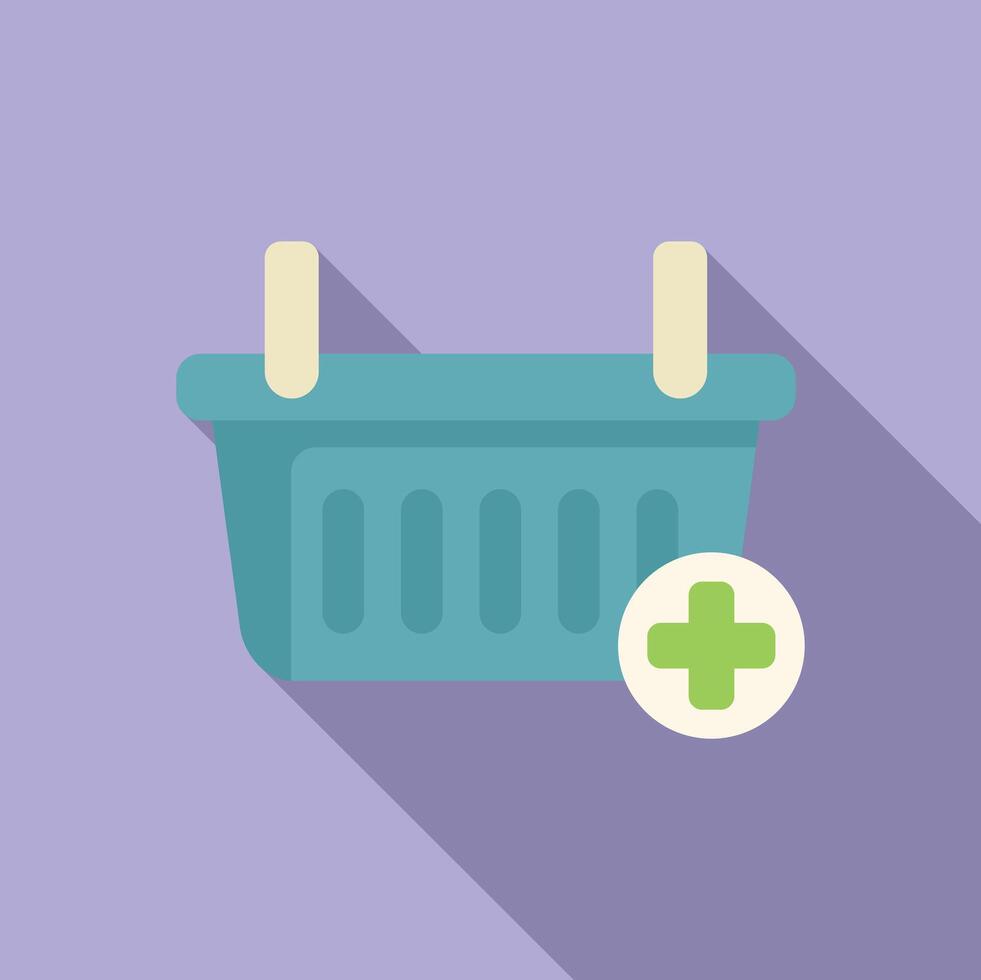 Add to online basket icon flat . Secured shopping vector