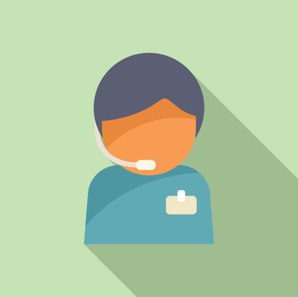Call center person support icon flat . Service online 44159793 Vector