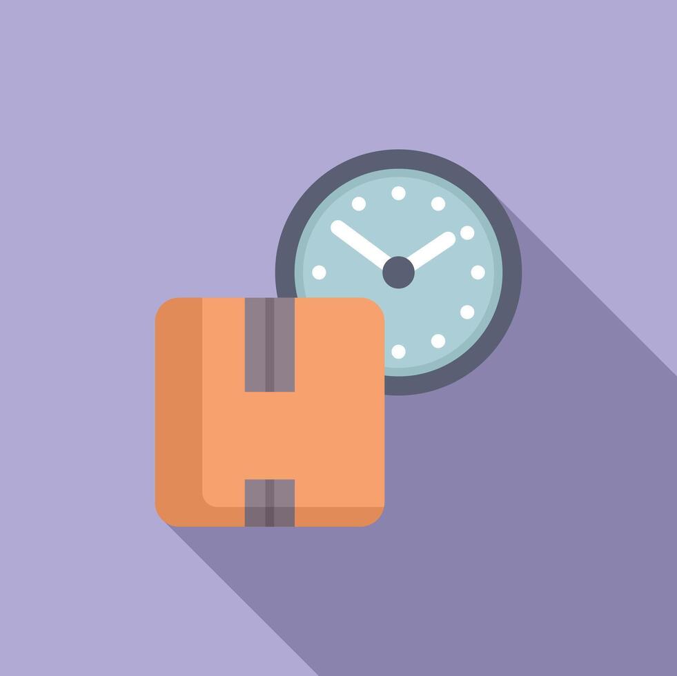 Parcel time of delivery icon flat . Fast delivery vector