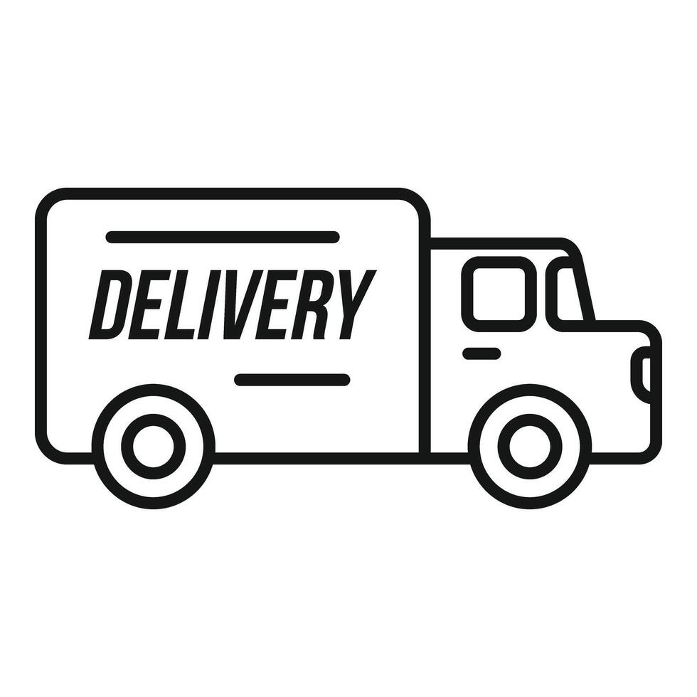 Delivery truck icon outline . Shipping package vector