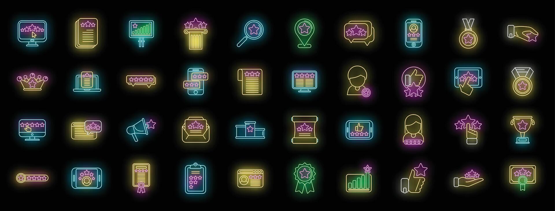 Ranking icons set neon vector
