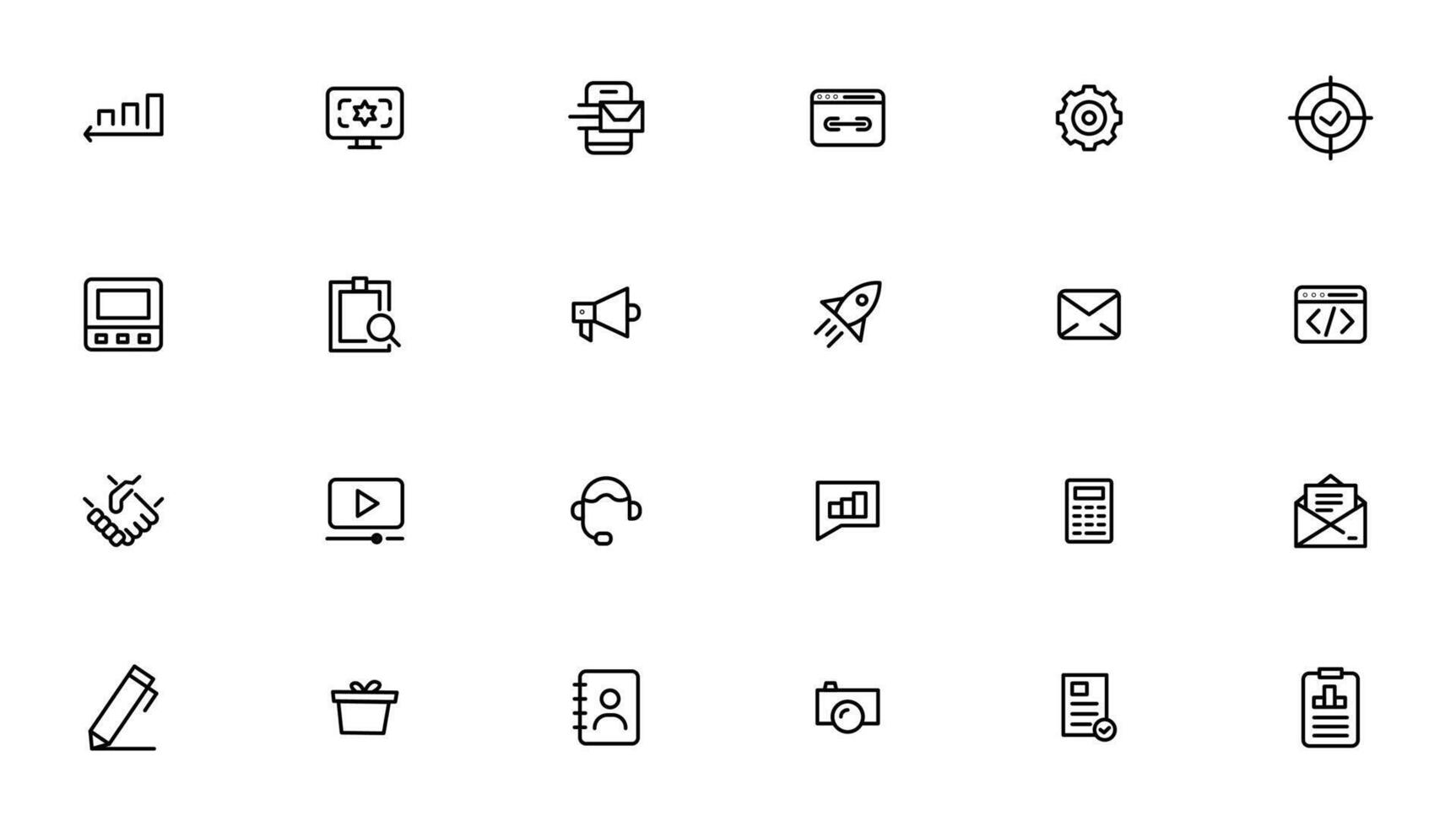 Search Engine Optimization - SEO thin line and marketing icons set. Web Development and Optimization icons. vector