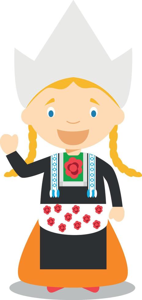 Character from Holland or Netherlands dressed in the traditional way Illustration. Kids of the World Collection. vector