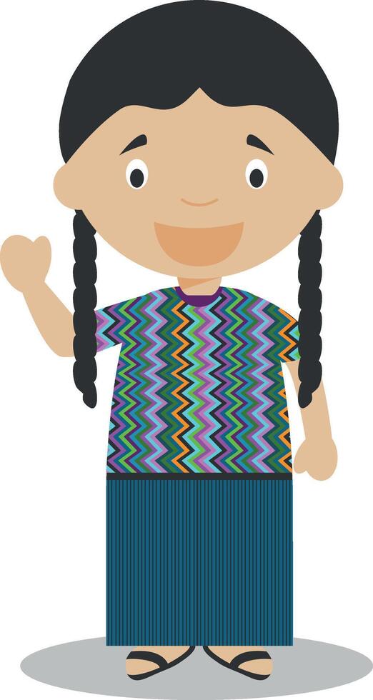 Character from Guatemala dressed in the traditional way Illustration. Kids of the World Collection. vector