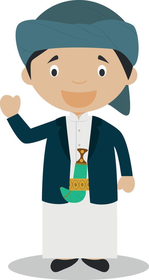 Character from Yemen dressed in the traditional way Illustration. Kids of the World Collection. vector