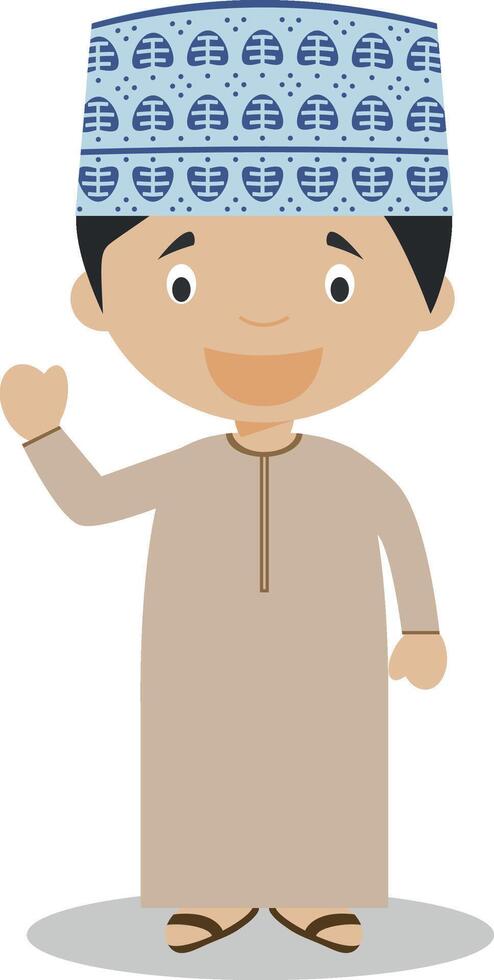 Character from Oman dressed in the traditional way Illustration. Kids of the World Collection. vector