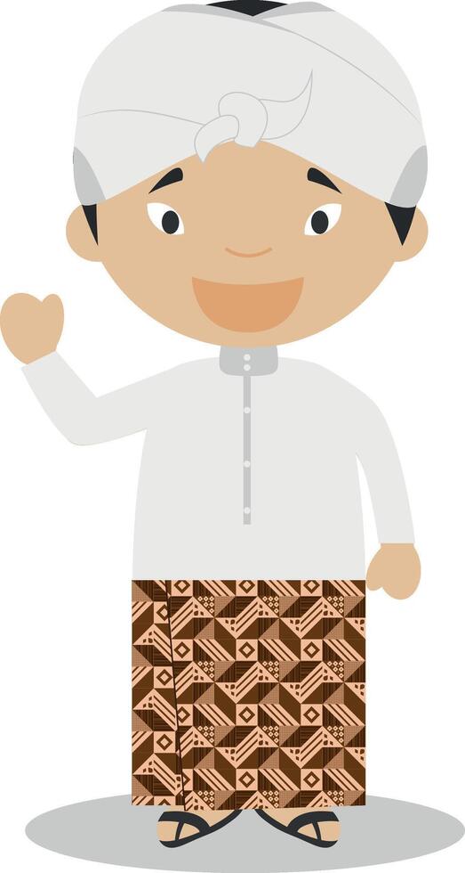 Character from Indonesia dressed in the traditional way Illustration. Kids of the World Collection. vector