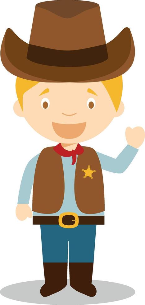 Cowboy character from USA dressed in the traditional way Illustration. Kids of the World Collection. vector