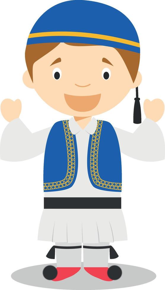 Character from Greece dressed in the traditional way as a Sirtaki dancer. Illustration. Kids of the World Collection. vector