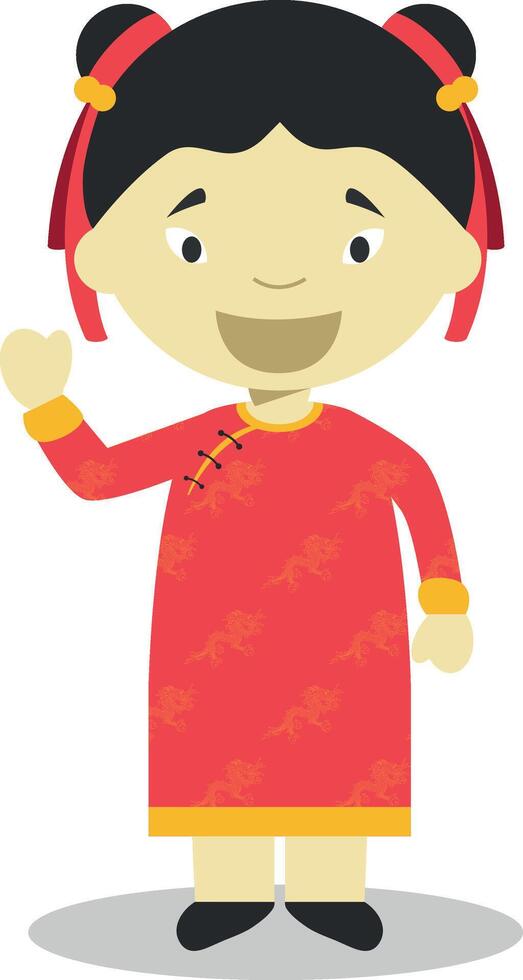 Character from China dressed in the traditional way Illustration. Kids of the World Collection. vector