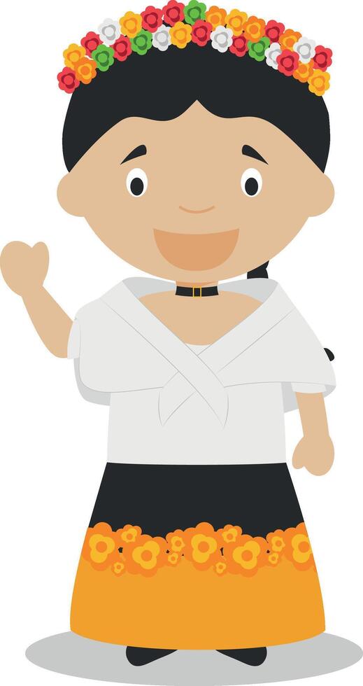 Character from Philippines dressed in the traditional way Illustration. Kids of the World Collection. vector