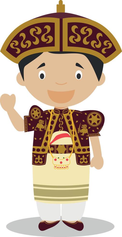 Character from Sri Lanka dressed in the traditional wedding way Illustration. Kids of the World Collection. vector