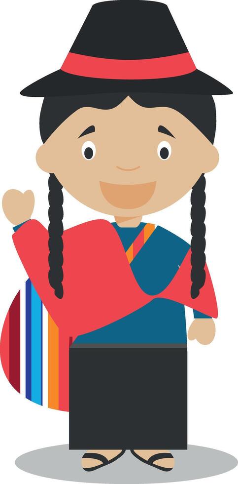 Character from Ecuador dressed in the traditional way Illustration. Kids of the World Collection. vector