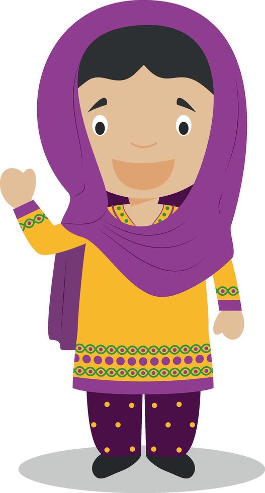 Character from Pakistan dressed in the traditional way Illustration. Kids of the World Collection. vector