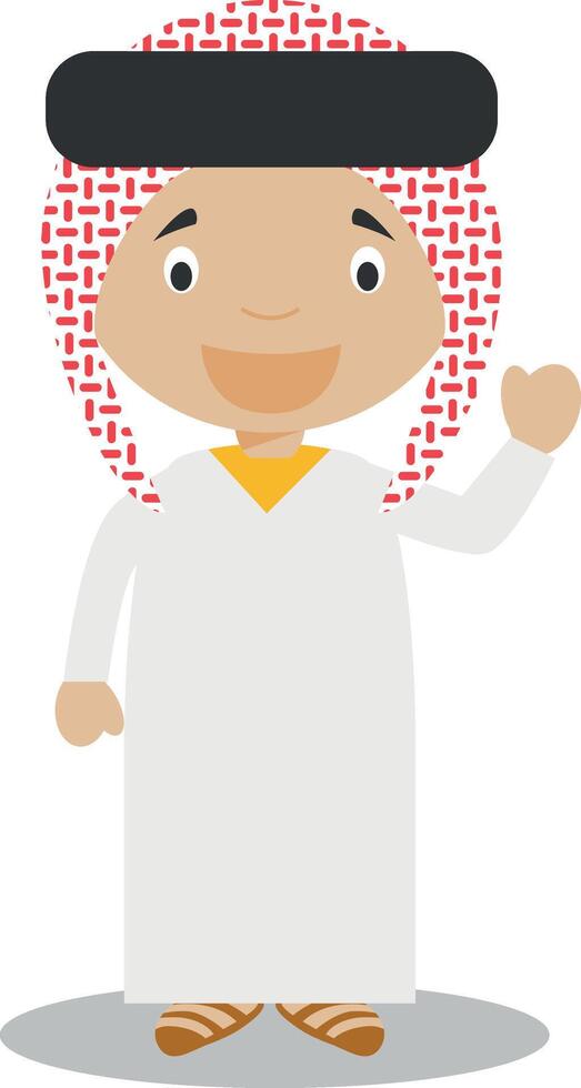 Character from Saudi Arabia dressed in the traditional way Illustration. Kids of the World Collection. vector