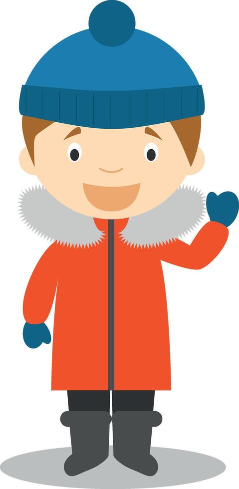 Character from South Pole, Arctic or Antarctica dressed in the traditional way Illustration. Kids of the World Collection. vector