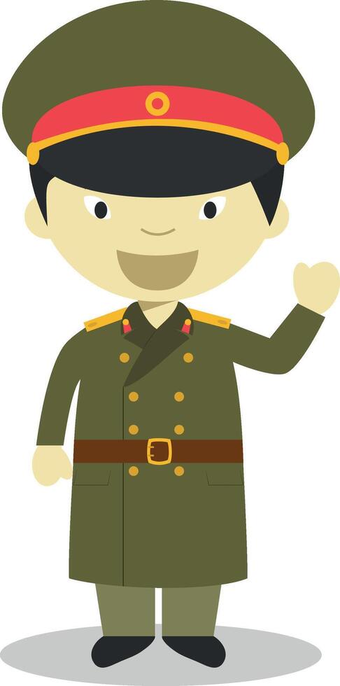 Character from North Korea dressed in the traditional way as a military. Illustration. Kids of the World Collection. vector