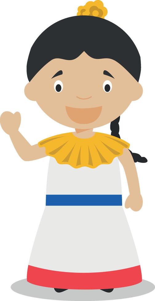 Character from Venezuela dressed in the traditional way Illustration. Kids of the World Collection. vector