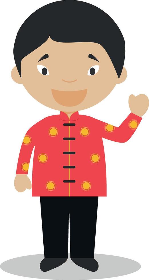 Character from Singapore dressed in the traditional way Illustration. Kids of the World Collection. vector