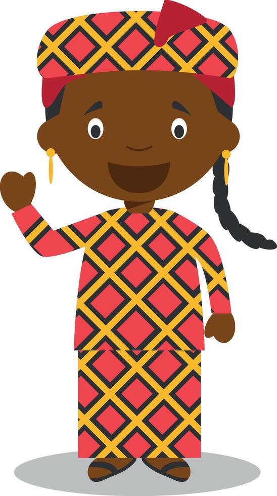 Character from Mali or Central Africa dressed in the traditional way Illustration. Kids of the World Collection. vector
