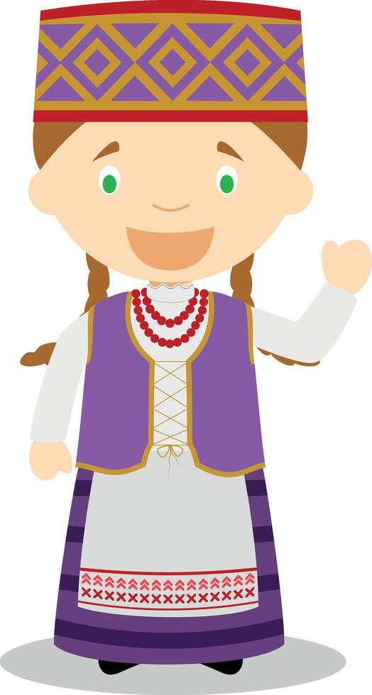 Character from Lithuania dressed in the traditional way Illustration. Kids of the World Collection. vector