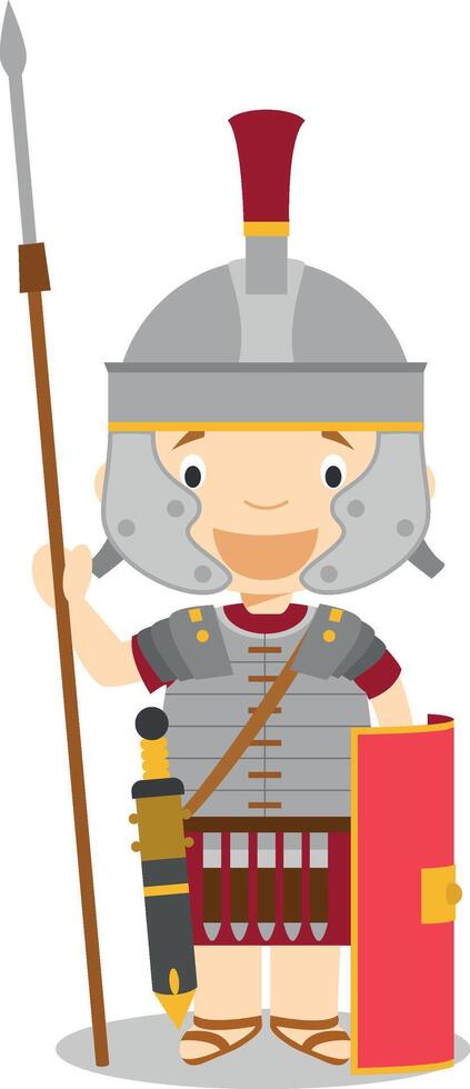 Character from Italy dressed in the traditional way as a Roman Legionary. Illustration. Kids of the World Collection. vector