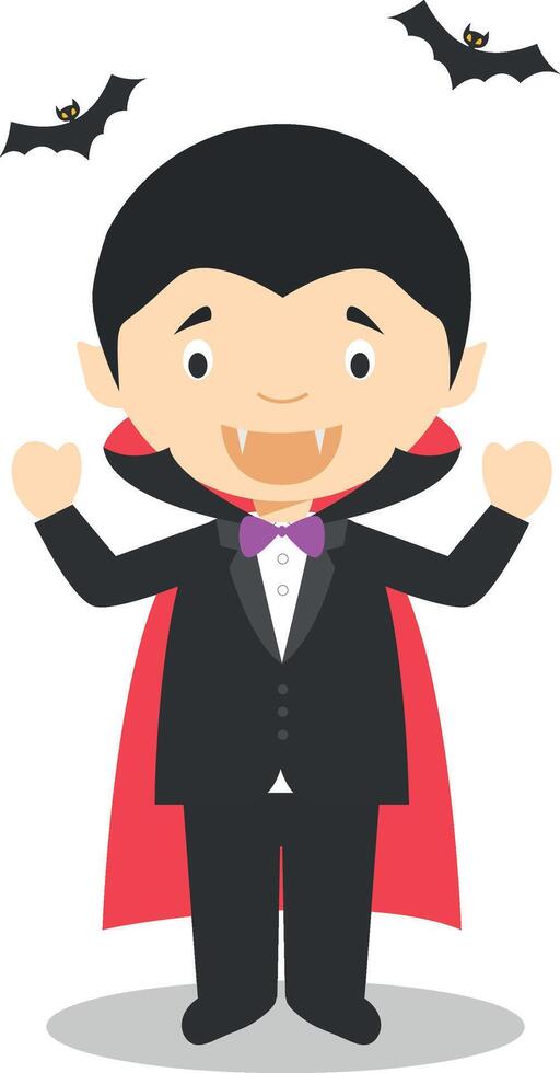 Character from Romania dressed as a vampire of Transilvania. Illustration. Kids of the World Collection. vector