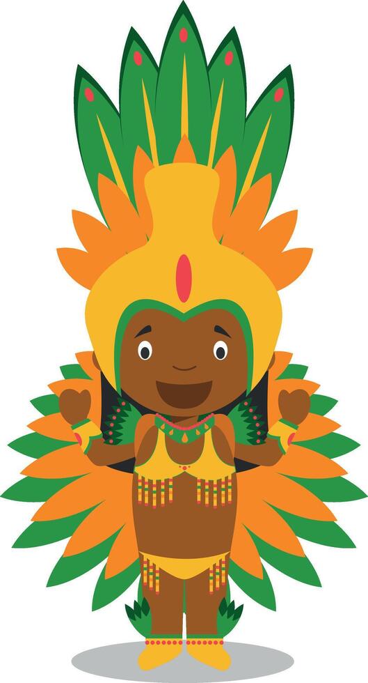 Character from Brazil dressed in the traditional way as a Carnival dancer. Illustration. Kids of the World Collection. vector