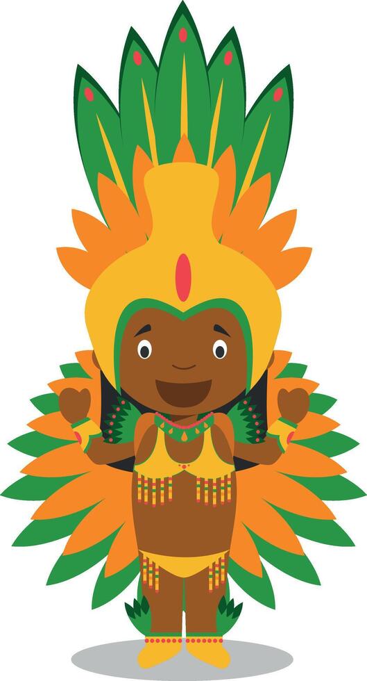 Character from Brazil dressed in the traditional way as a Carnival dancer. Illustration. Kids of the World Collection. vector