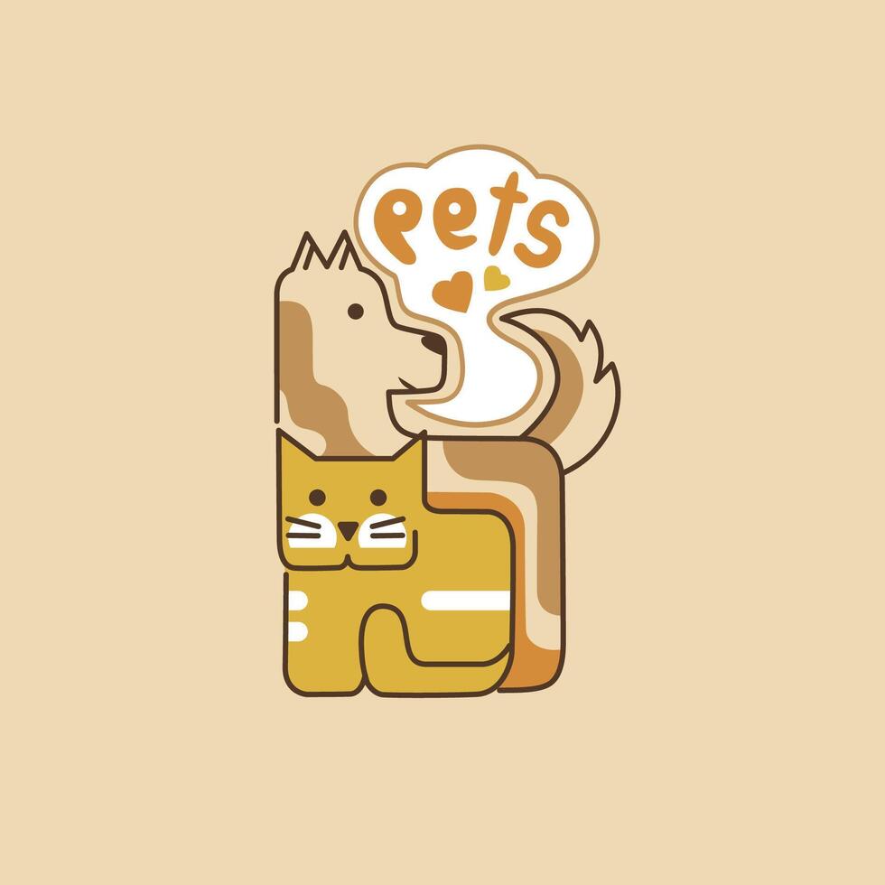 Dog and cat simple design logo. vector