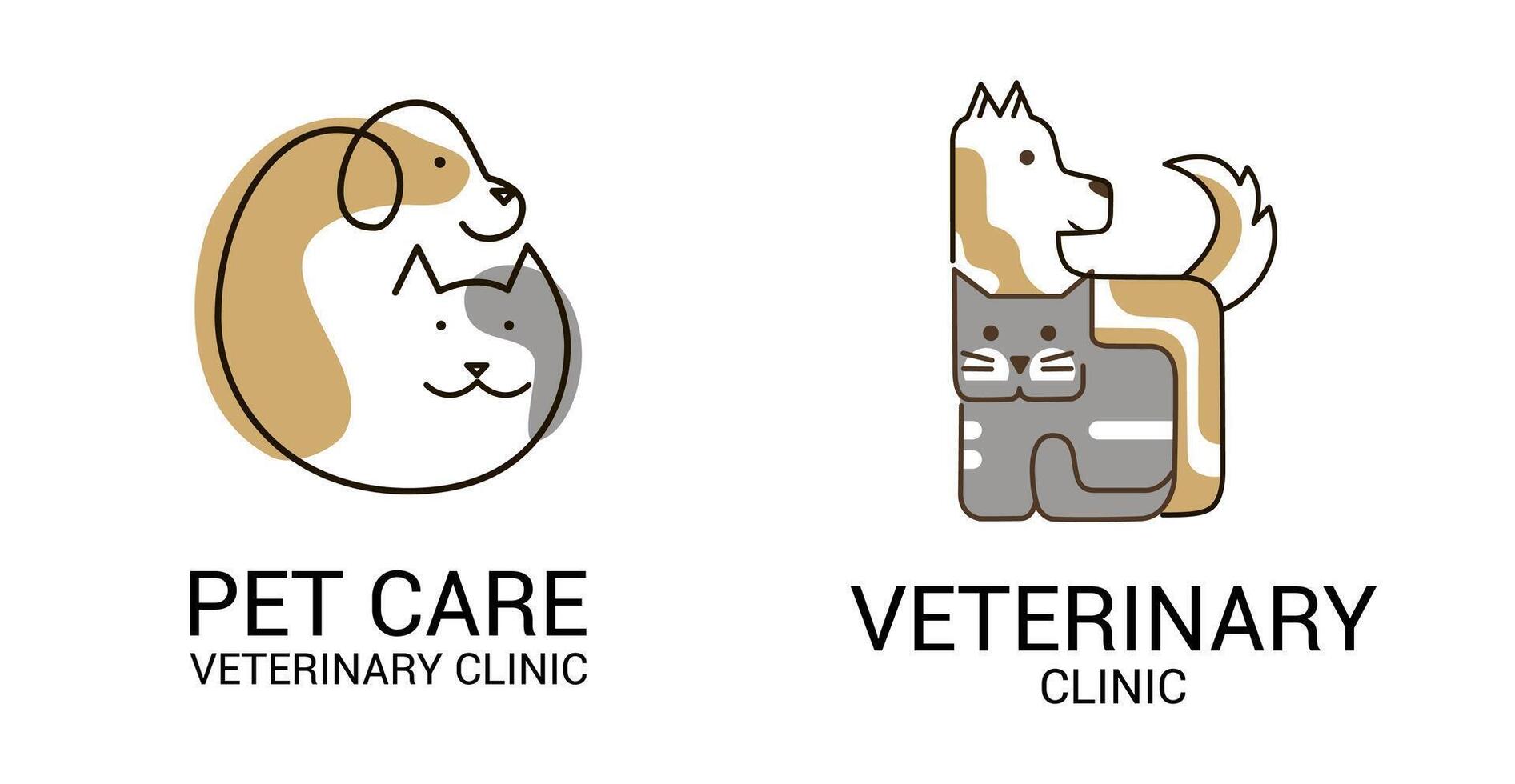 Pet care.Veterinary clinic logo set. Dog and cat design logo. vector