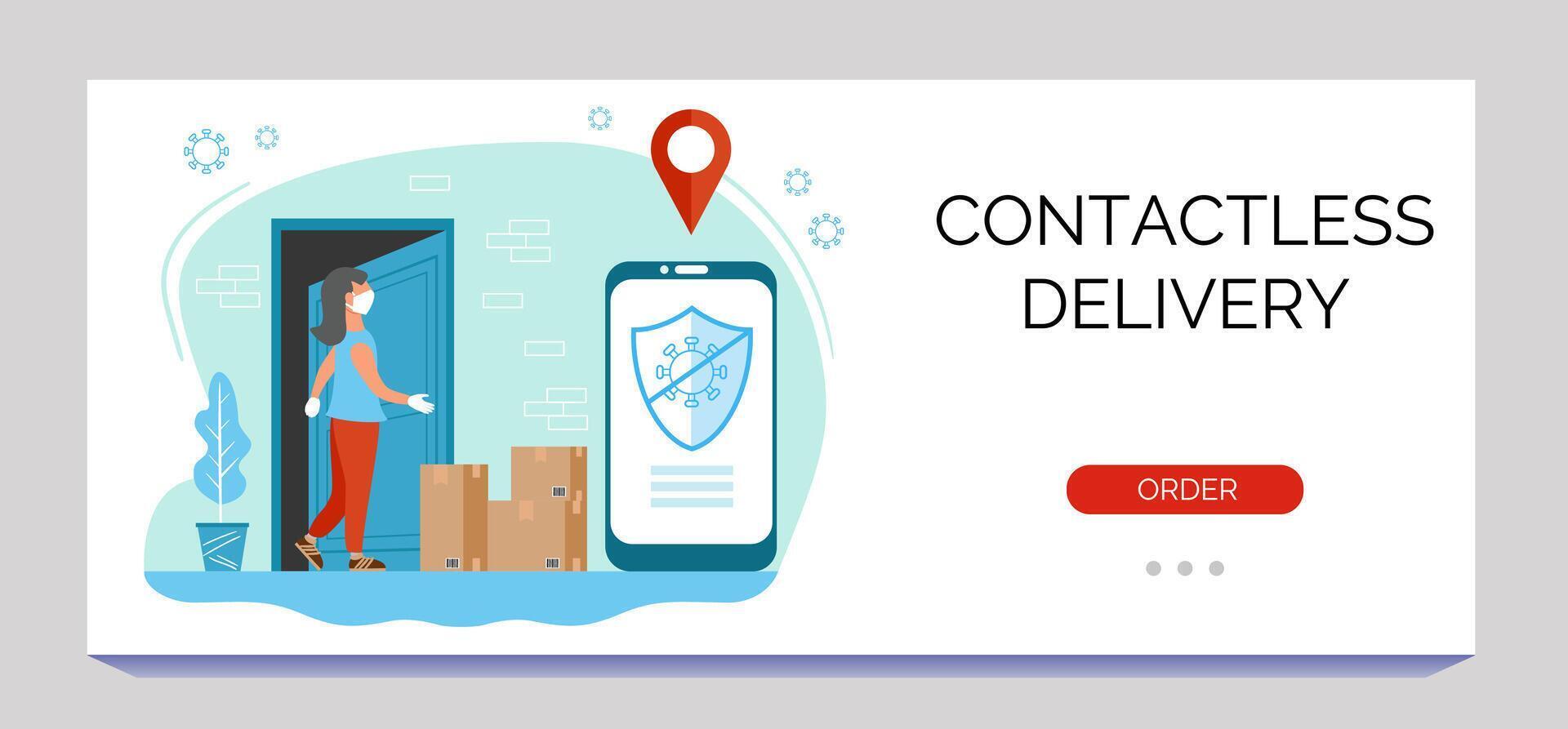 Contactless delivery service templete. vector