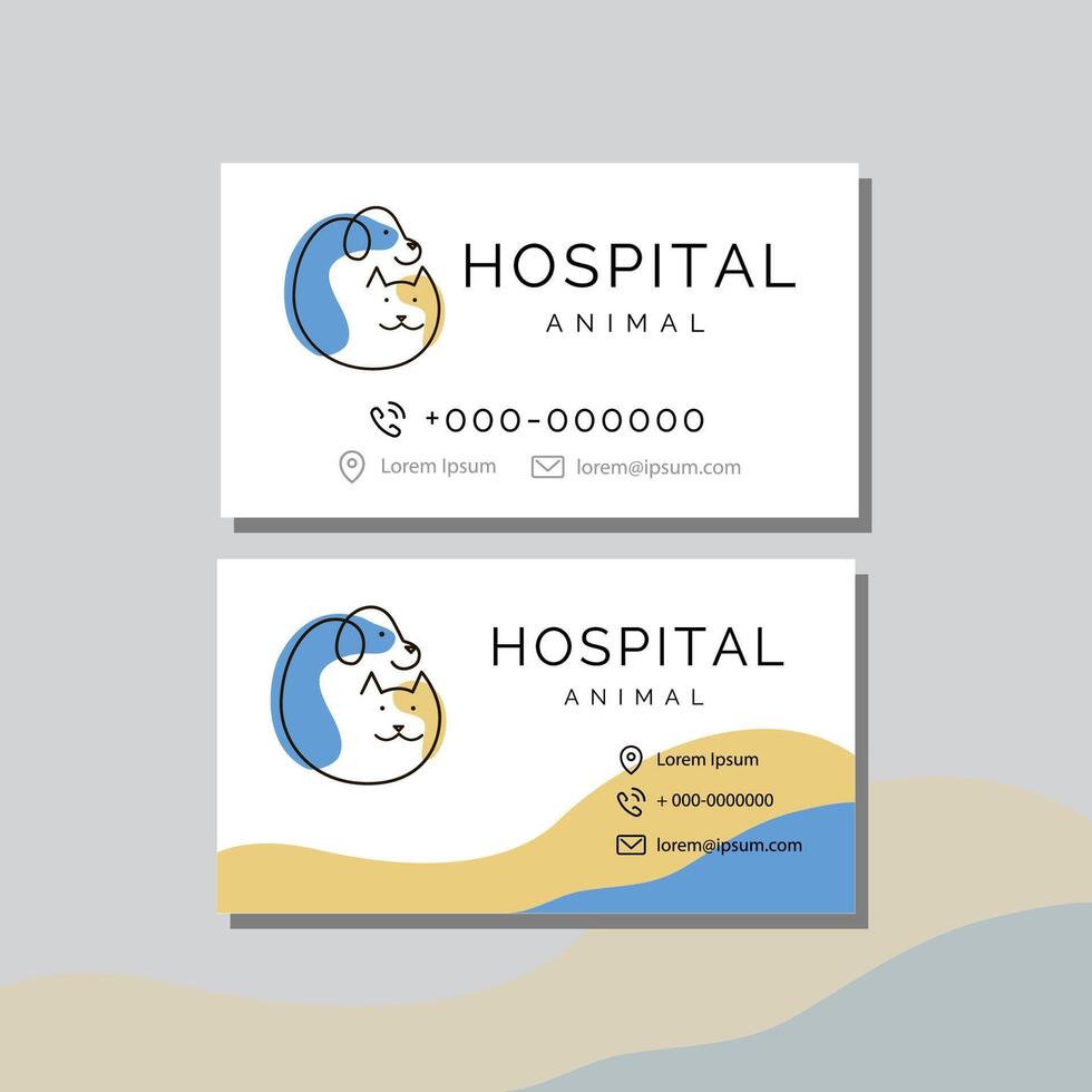 Business card template with animal hospital logo. vector