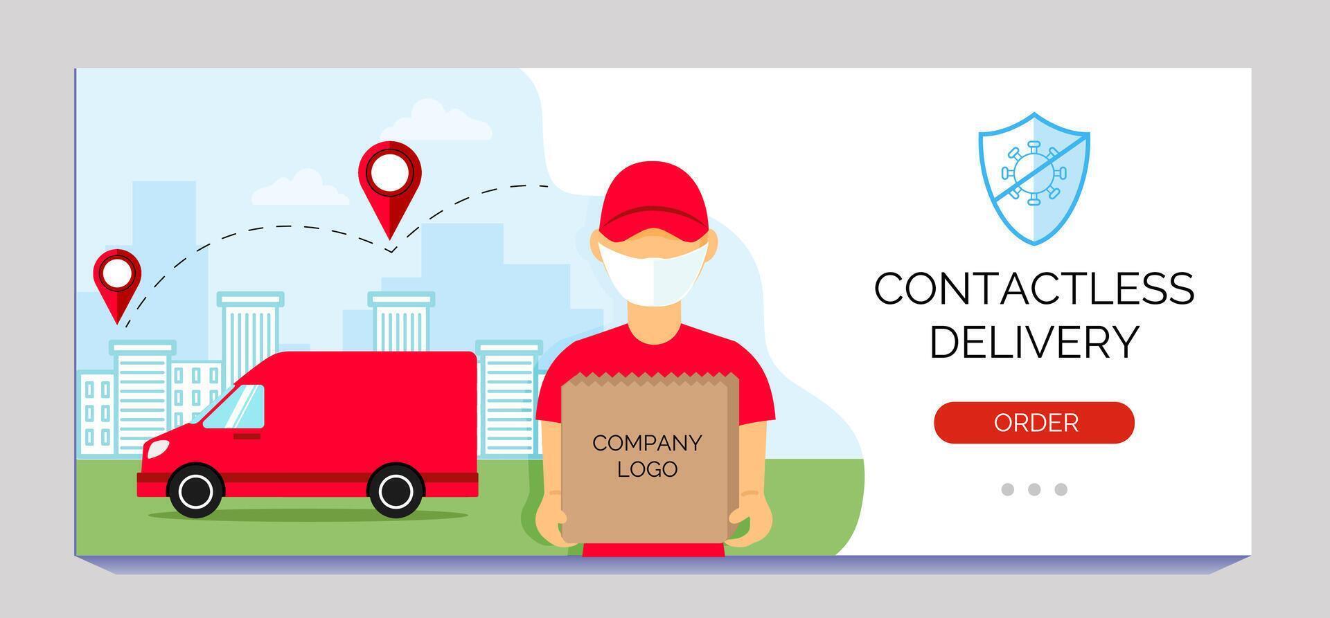 Contactless delivery service. Banner for your business. vector