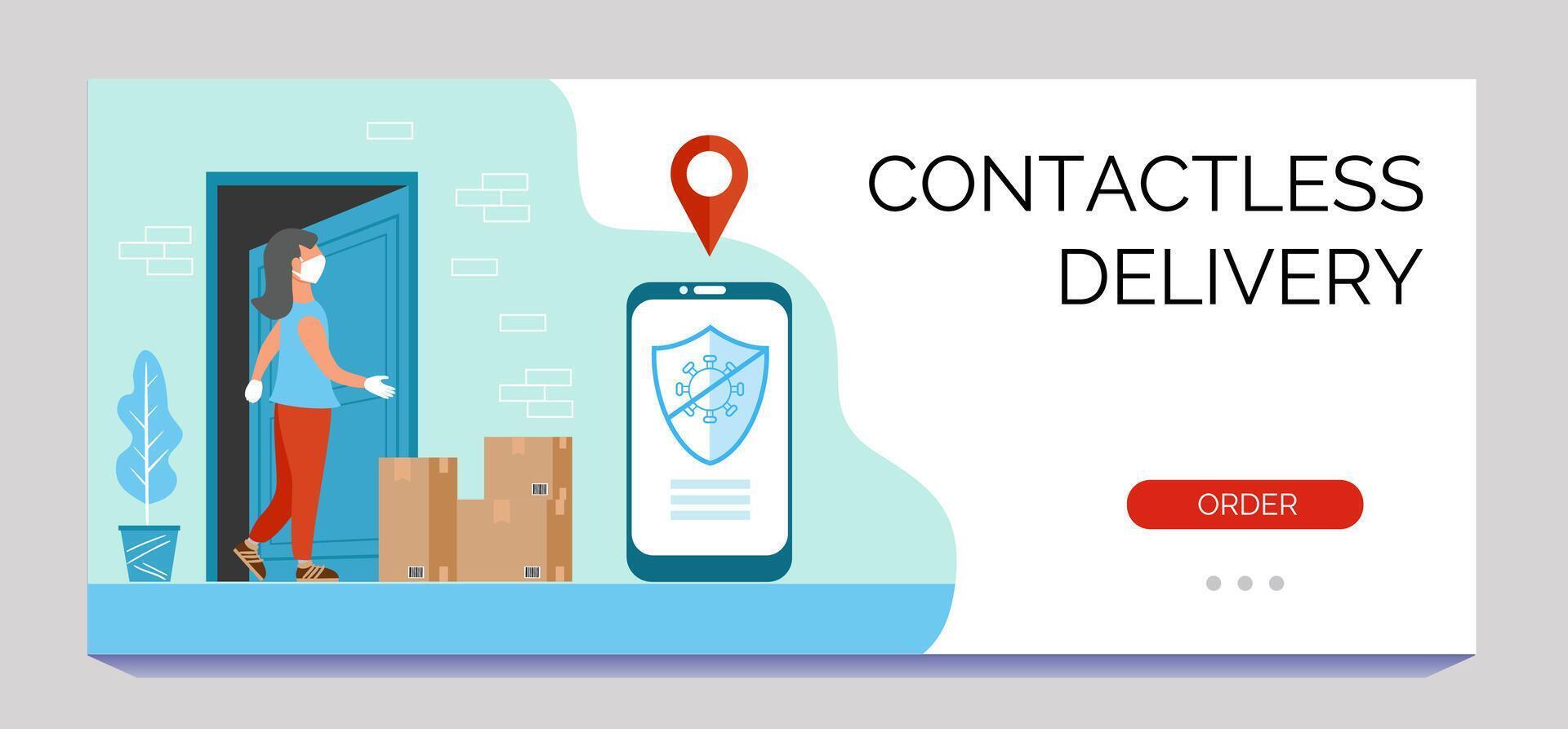 Contactless delivery service templete. Banner for your business. vector