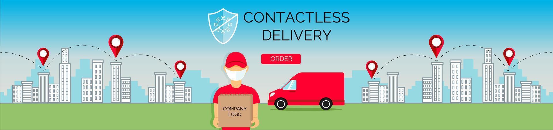 Safe delivery service. Banner template. vector