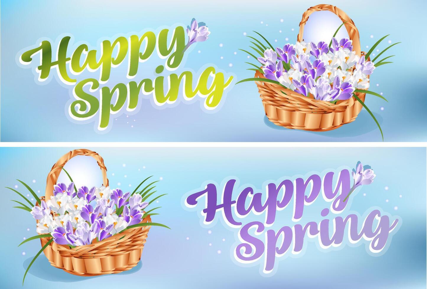 Basket with spring flowers snowdrops. vector